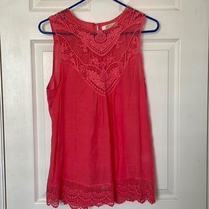 Coral crochet tank top blouse